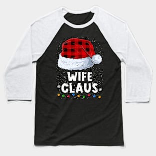 Wife Claus Red Plaid Christmas Santa Family Matching Pajama Baseball T-Shirt